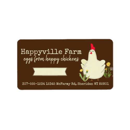 Happy chicken free range farm eggs carton label
