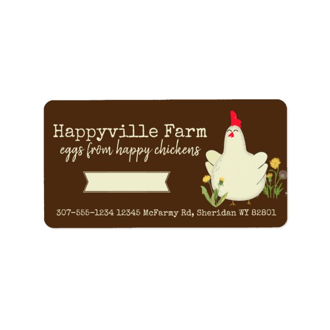 Happy chicken free range farm eggs carton label (Front)