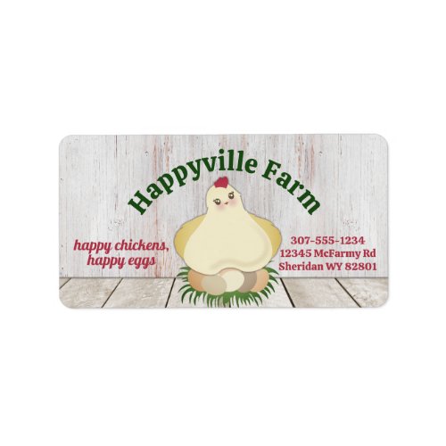 Happy chicken free range farm eggs carton label
