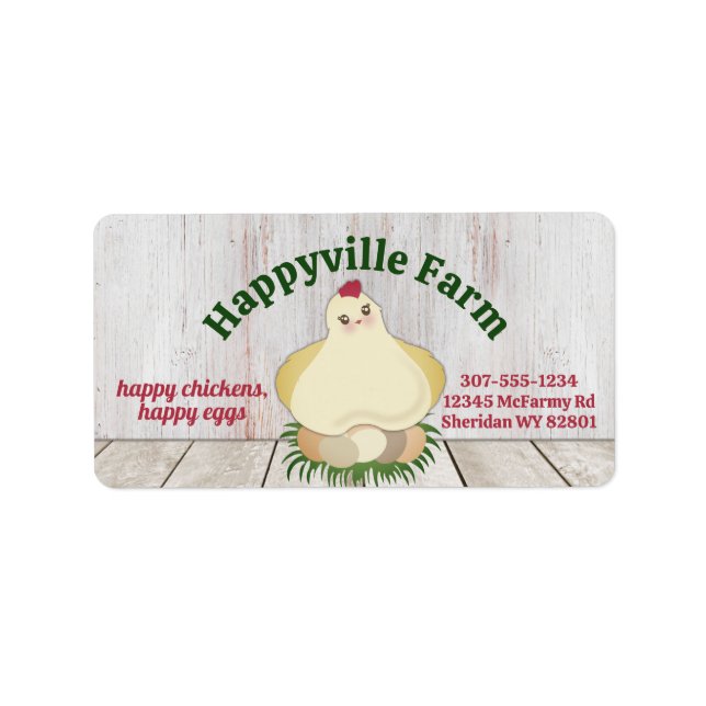 Happy chicken free range farm eggs carton label (Front)