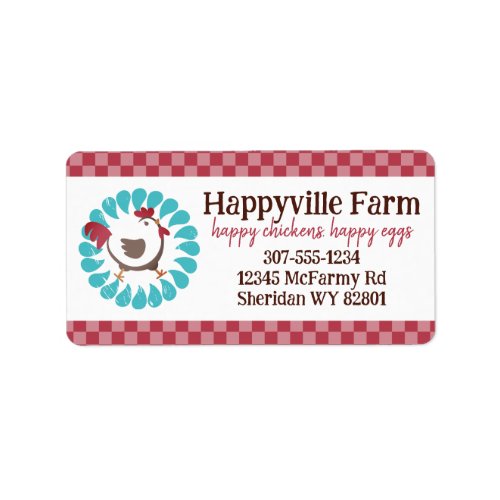 Happy chicken free range farm eggs carton label