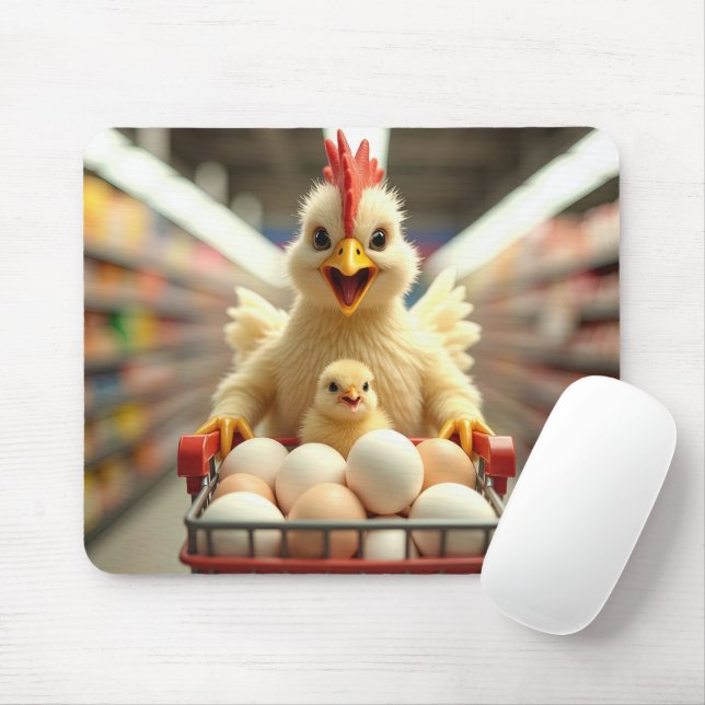Happy Chicken Shopper Mouse Pad (With Mouse)