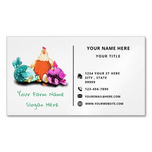 Happy Chickens Farm Funny Business Card Magnet