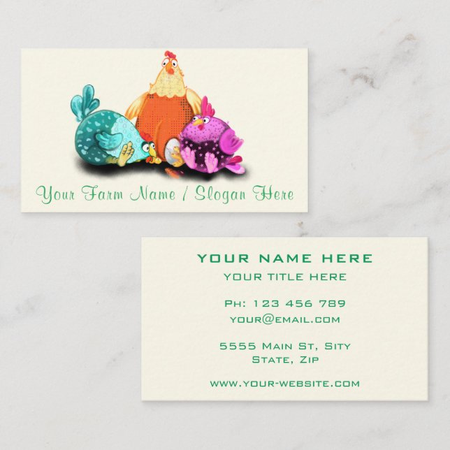 Happy Chickens Farm Funny Farmer Business Card (Front/Back)