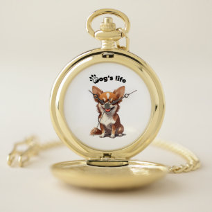 Happy Chihuahua � Cute Design for Dog Lovers Pocket Watch