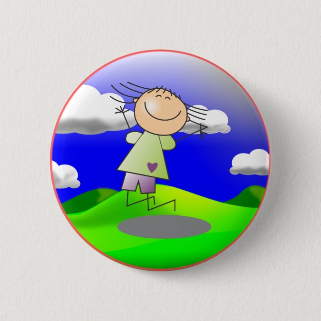Happy Child at Play Pinback Button (Front)