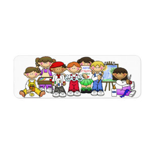 Happy Children Artists Painting Drawing Stickers