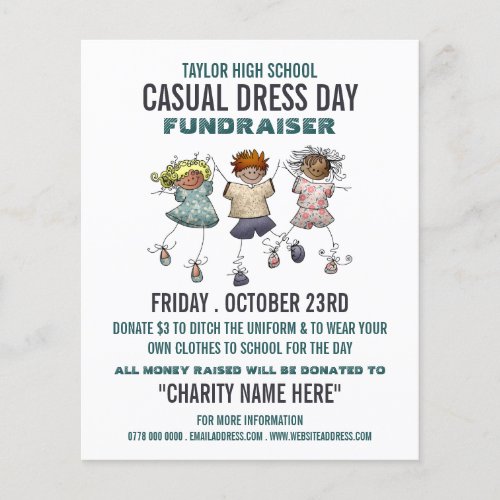 Happy Children Casual Dress Day Fundraiser Advert Flyer