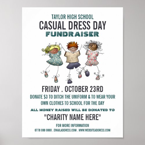 Happy Children Casual Dress Day Fundraiser Advert Poster