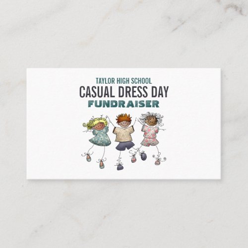 Happy Children Casual Dress Day Fundraiser Business Card