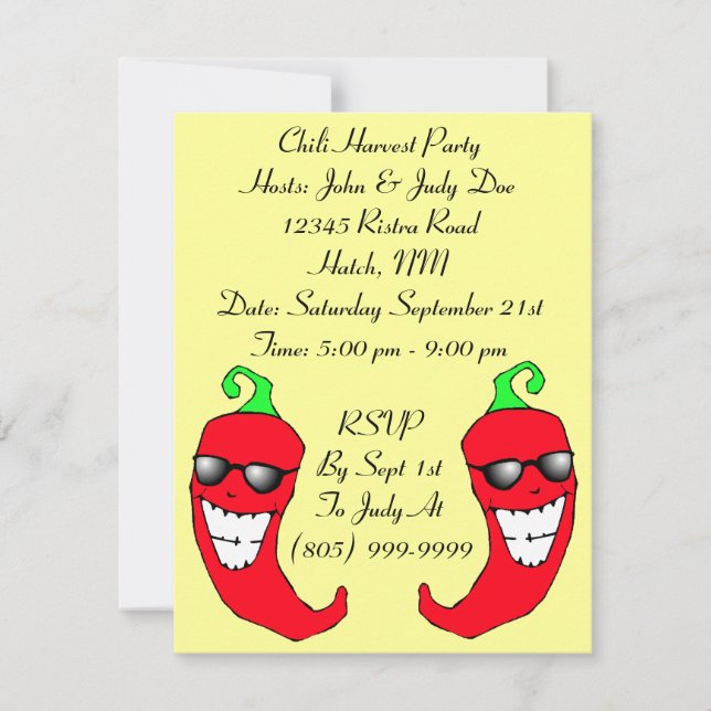 Happy Chiles Chile Pepper Ristra PARTY INVITATION (Front)
