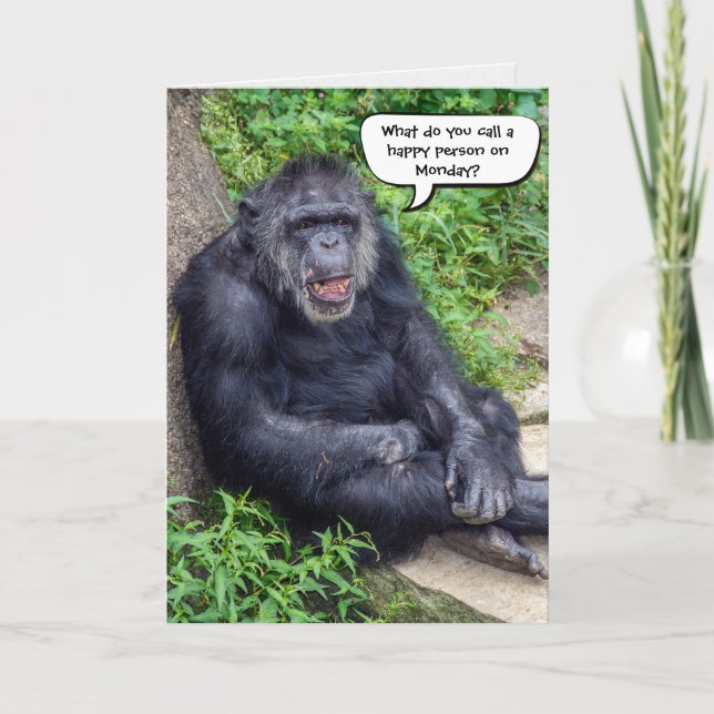 Happy Chimpanzee retirement humor Card (Front)