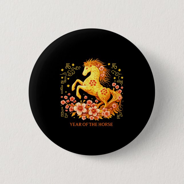 Happy Chinese Lunar New Year 2026 Year Of The Hors Button (Front)