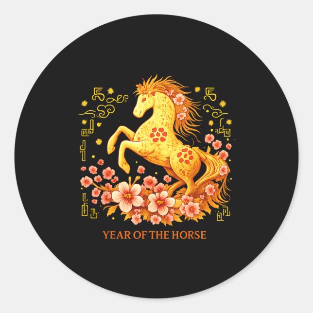 Happy Chinese Lunar New Year 2026 Year Of The Hors Classic Round Sticker (Front)