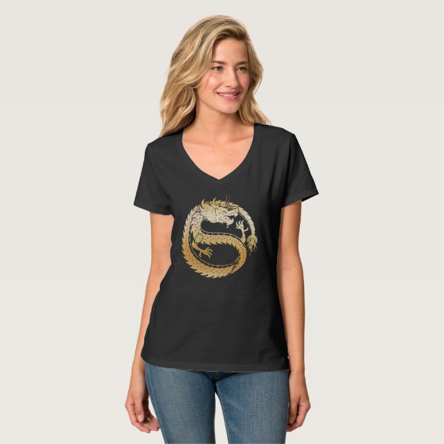 Happy Chinese Lunar New Year '24 Gold DRAGON Women T-Shirt (Front Full)