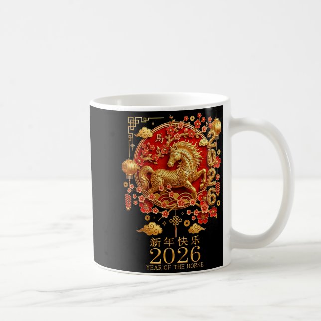 Happy Chinese Lunar New Year Of The Horse 2026  Coffee Mug (Right)