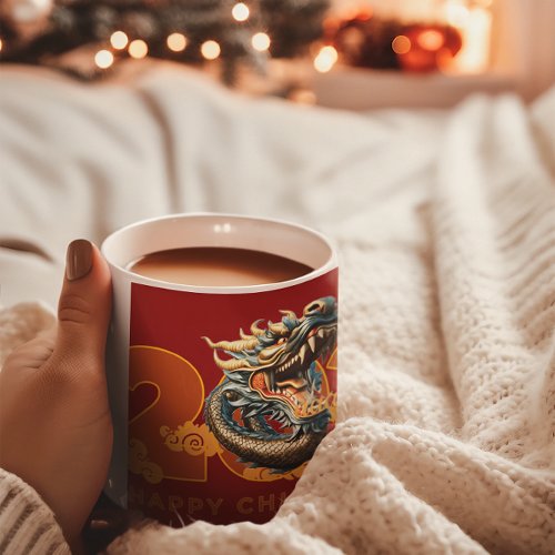 Happy Chinese New of Dragon 2024 Red Coffee Mug