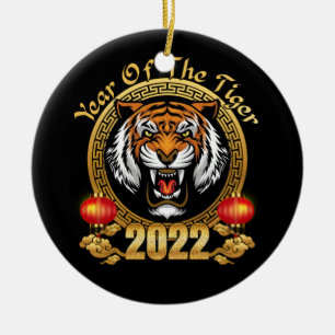 Happy Chinese New Year 2022 Year of the Tiger Ceramic Ornament