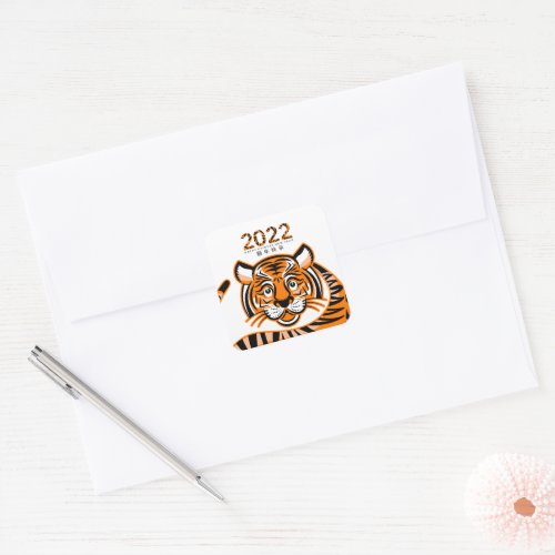 Happy Chinese New Year 2022  Year Of The Tiger Square Sticker