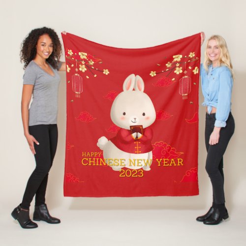 Happy Chinese New Year 2023 _ Year Of Rabbit Fleece Blanket