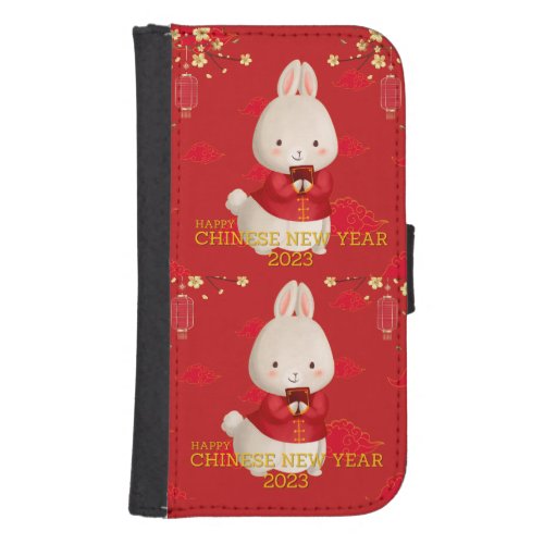 Happy Chinese New Year 2023 _ Year Of Rabbit Galaxy S4 Wallet Case