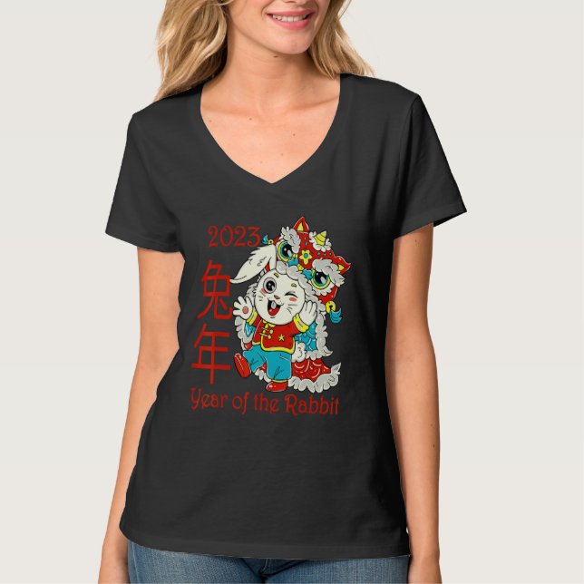 Happy Chinese New Year 2023 Year of the Rabbit Dra T-Shirt (Front)