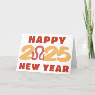 Happy Chinese New Year 2025 Lunar Snake Bold Text Holiday Card