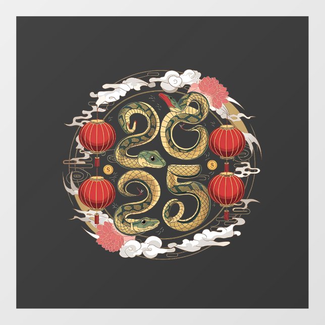 Happy Chinese New Year 2025 Snake Culture Window Cling (Sheet)