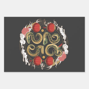 Happy Chinese New Year 2025 Snake Culture Wrapping Paper Sheets