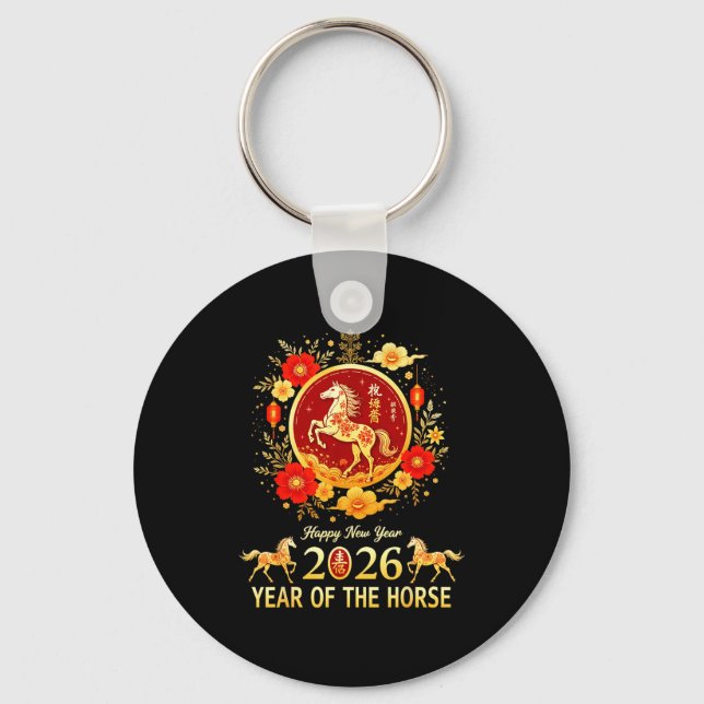 Happy Chinese New Year 2026 Lunar Year Of The Hors Keychain (Front)