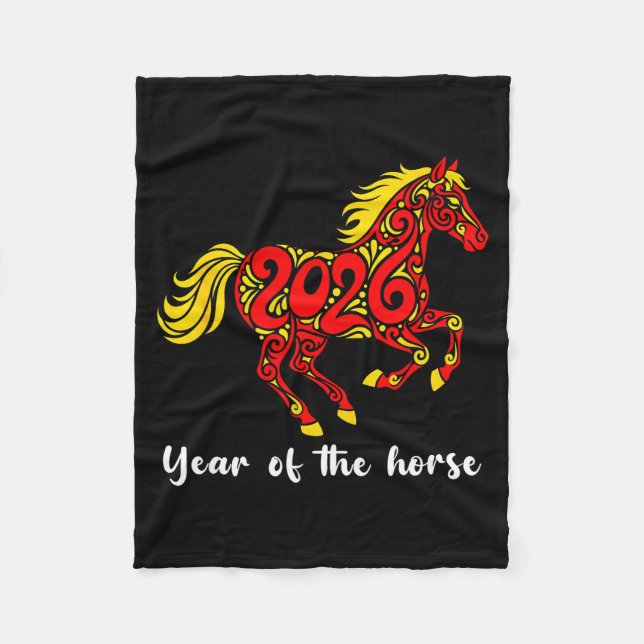 Happy Chinese New Year 2026 Year Of The Horse Horo Fleece Blanket (Front)