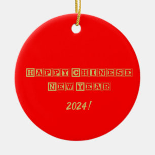 Happy Chinese New Year Ceramic Ornament