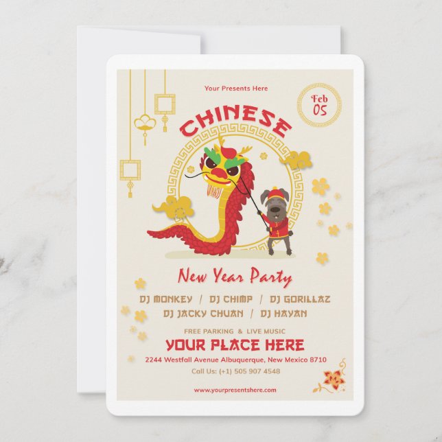 Happy Chinese New Year Invitation Card (Front)