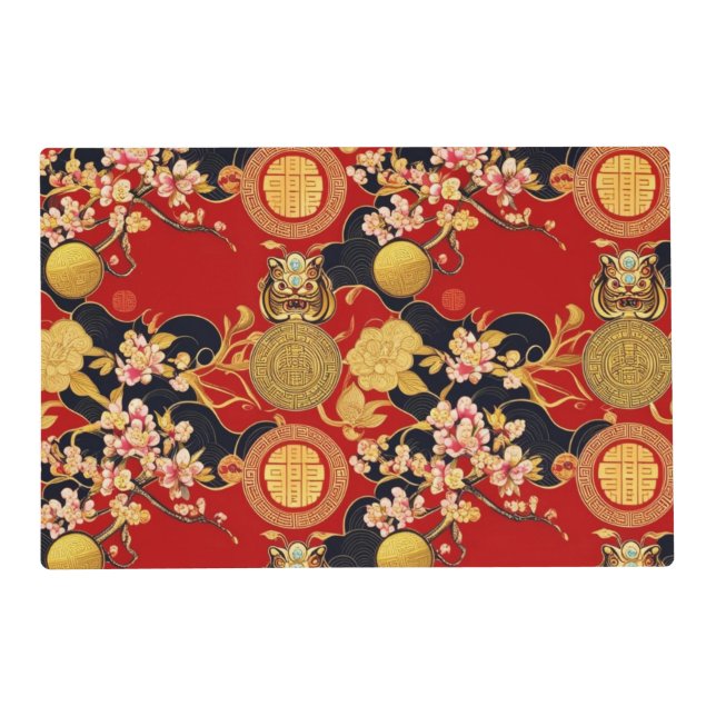 Happy Chinese New Year modern asian pattern Placemat (Front)