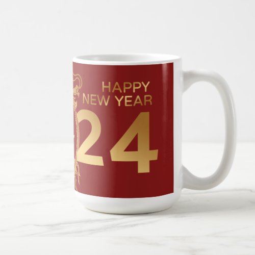 Happy Chinese New Year of Dragon 2024 Red Gold  Coffee Mug