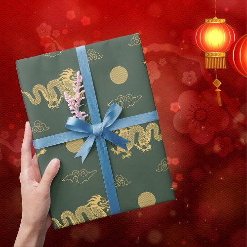 Happy Chinese New Year of Dragon Auspicious Clouds Wrapping Paper