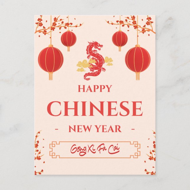 Happy Chinese New Year Of The Dragon Postcard (Front)