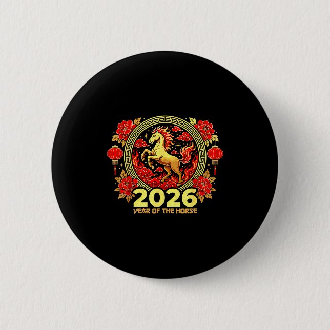 Happy Chinese New Year Of The Fire Horse Chinese Z Button (Front)
