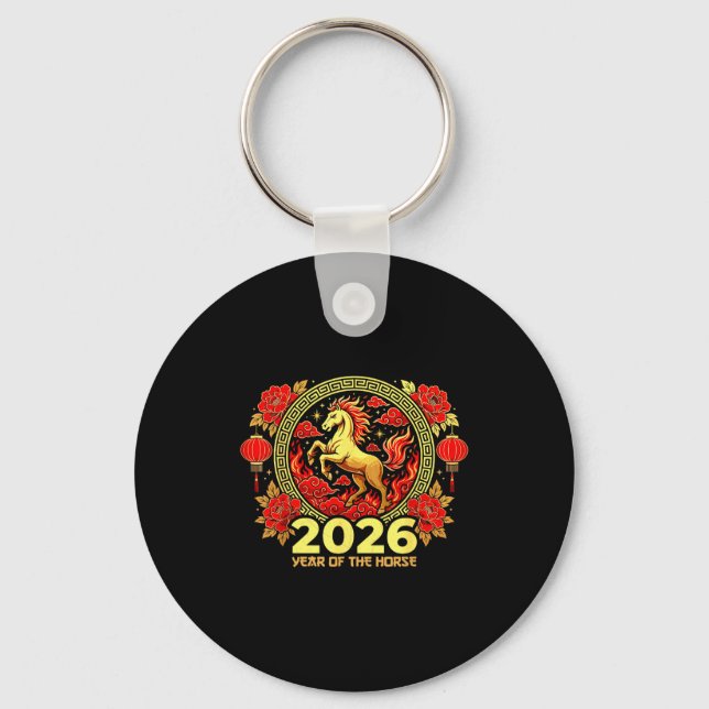 Happy Chinese New Year Of The Fire Horse Chinese Z Keychain (Front)
