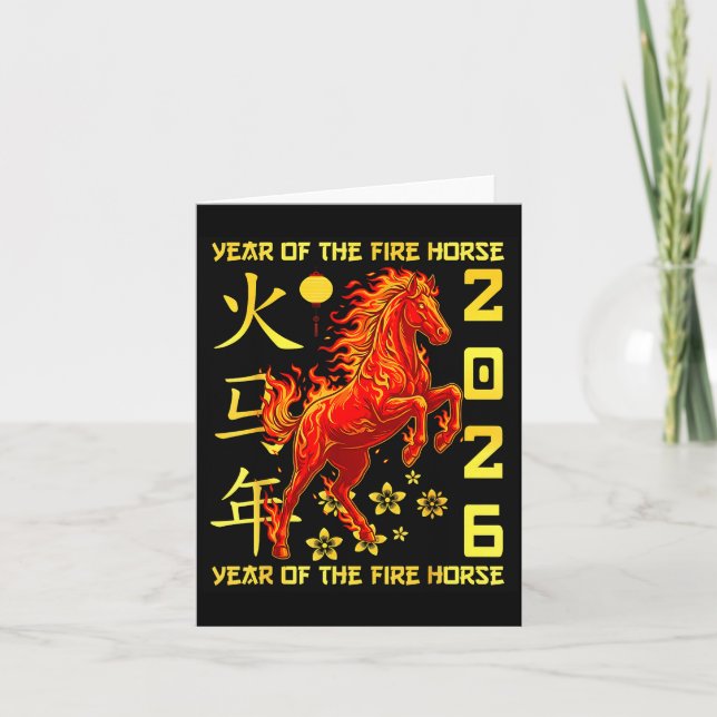 Happy Chinese New Year Of The Horse 2026 Lunar New Card (Front)