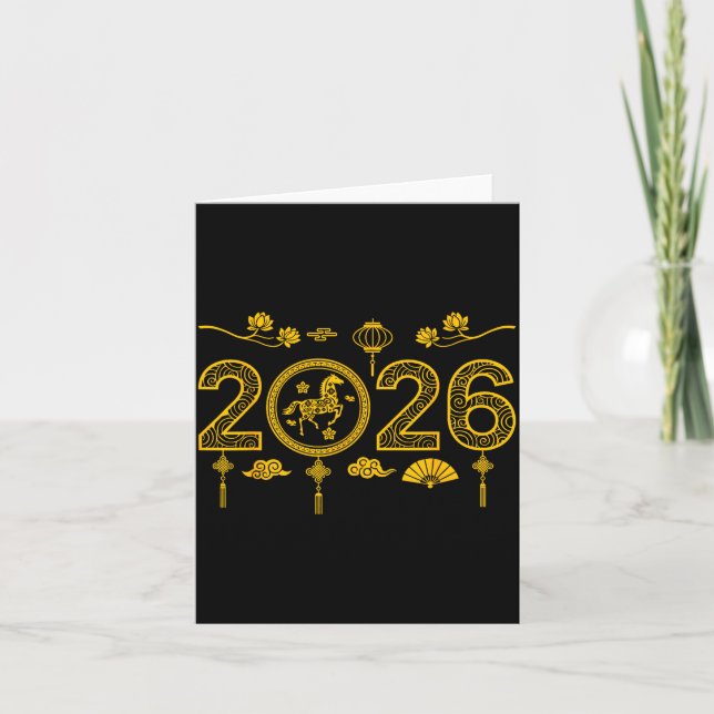 Happy Chinese New Year Of The Horse 2026 Lunar Out Card (Front)