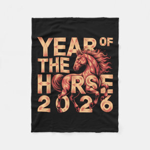 Happy Chinese New Year Of The Horse 2026 Lunar Zod Fleece Blanket