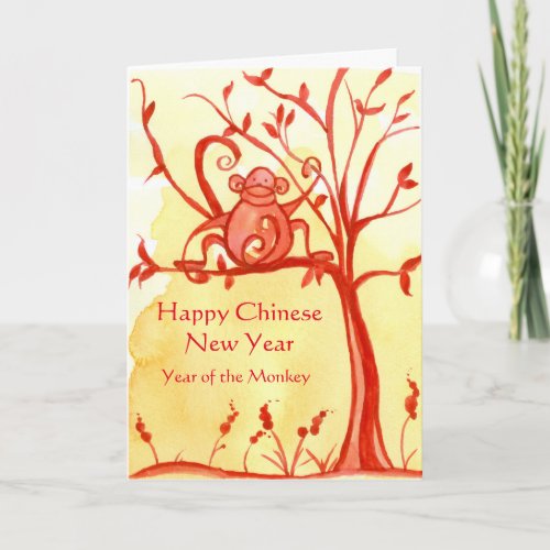 Happy Chinese New Year Of The Monkey Peace Holiday Card