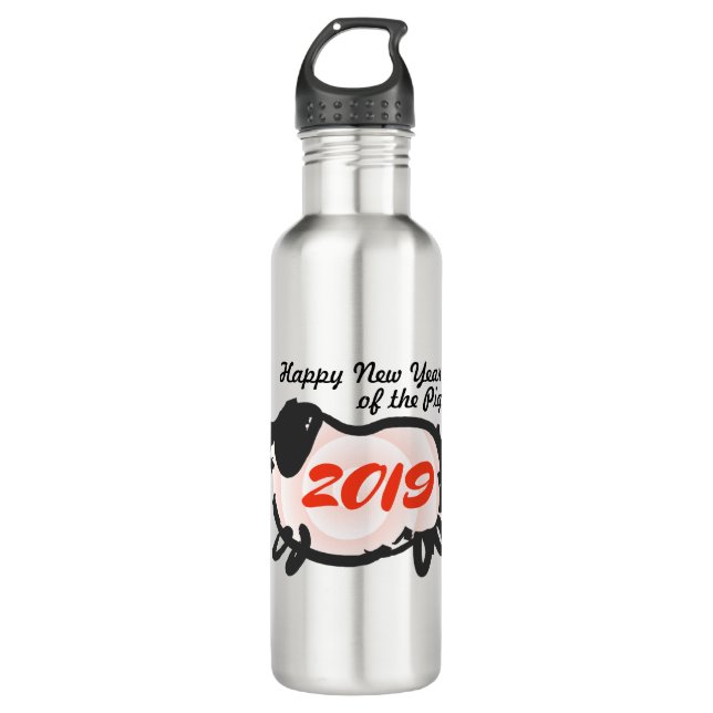 Happy Chinese New Year of The Pig Water Bottle (Front)