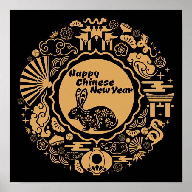 Happy Chinese New Year of the Rabbit Poster (Front)