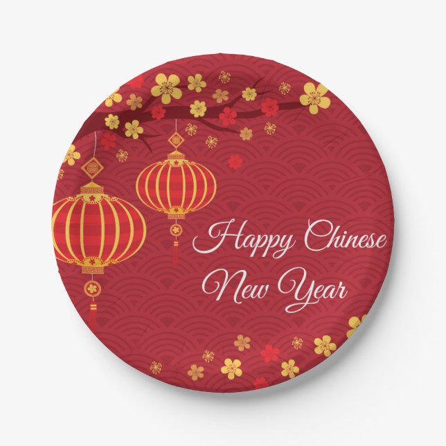 Happy Chinese New Year Paper Plates (Front)
