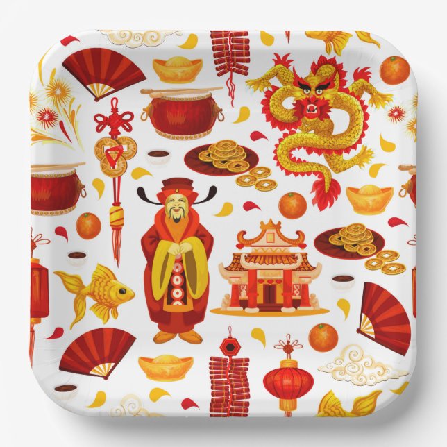 Happy Chinese New Year Paper Plates (Front)