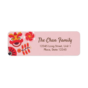 Happy Chinese New Year Pink Blossom Label