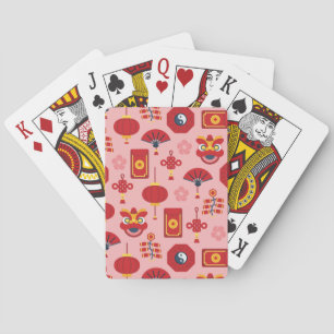 Happy Chinese New Year Pink Blossom Poker Cards