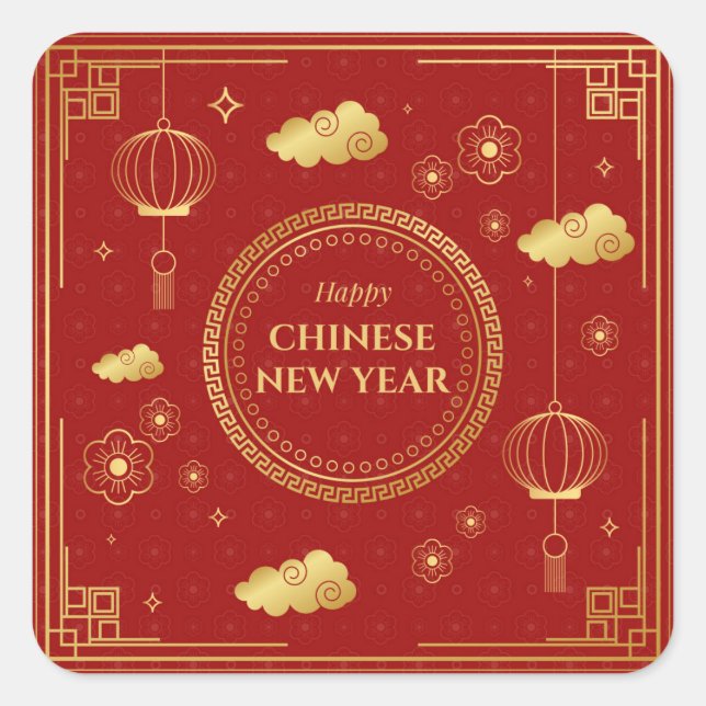 Happy Chinese New Year Square Sticker (Front)
